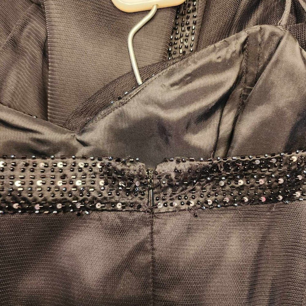 Black Midi Cocktail Dress with beading accents - Picture 2 of 9